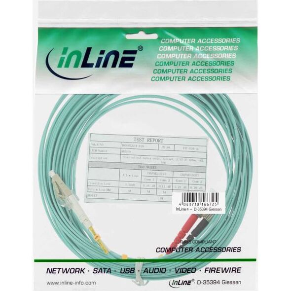 InLine Patchcord światłowodowy LC/ST 50/125µm OM3 10m (88510O)