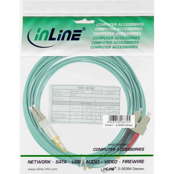 InLine Patchcord światłowodowy LC/SC, 50/125µm, OM3 10m (88640O)