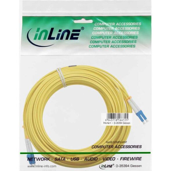 InLine Patchcord światłowodowy LC/LC, 9/125µm, OS2, 15m (88656O)
