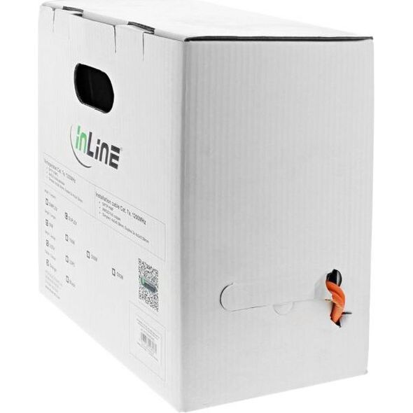 InLine Kabel instalacyjny S/FTP, PiMF, Cat.7a, AWG23, 1200MHz, halogen free, pomarańczowy, 50m (77050I)