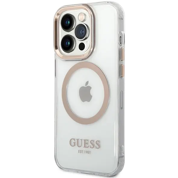 Guess case for iPhone 15 Pro Max 6,7&quot; GUHMP15XHTRMD gold HC Magsafe Metal Outline 3666339196929
