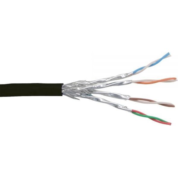 InLine Patchcord sieciowy S/FTP, PiMF, Cat.6, czarny, AWG27, PVC, CU, 100m (76499S)