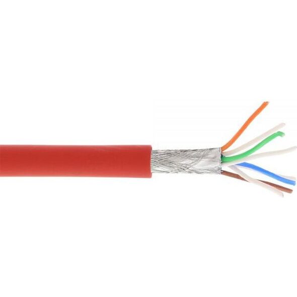 InLine Kabel instalacyjny S/FTP, PiMF, Cat.6A, halogen free, 500MHz, czerwony 100m (76899R)