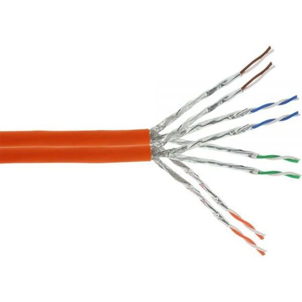 InLine Kabel instalacyjny S/FTP, PiMF, Cat.7a, AWG23, 1200MHz, halogen free, pomarańczowy, 100m (77100I)