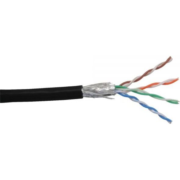 InLine Patchcord sieciowy SF/UTP, Cat.5e, AWG26, CCA, PVC, czarny, 100m (72099S)