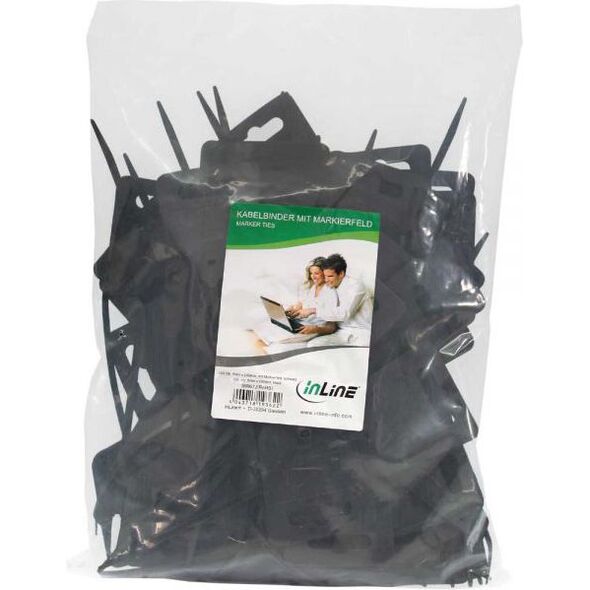 Organizer InLine Opaska zaciskowa Czarny 100 sztuk  (59967J)