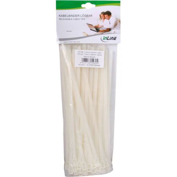 Organizer InLine Opaska zaciskowa Biały 100 sztuk  (59974C)
