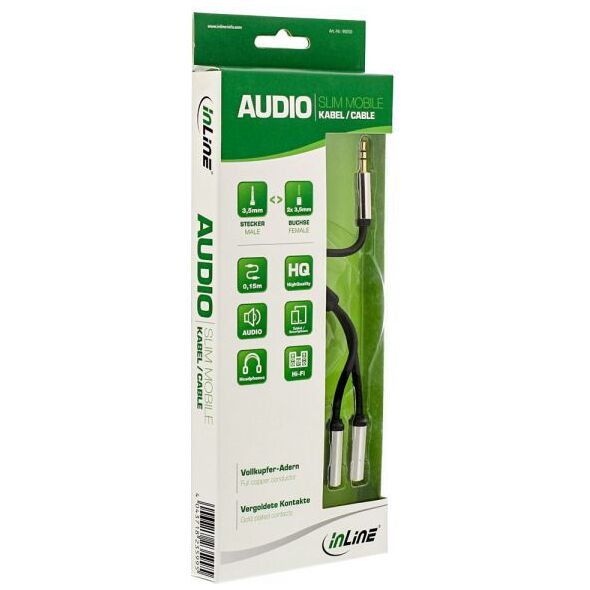 Kabel InLine Jack 3.5mm - Jack 3.5mm x2 0.15m srebrny (99250)