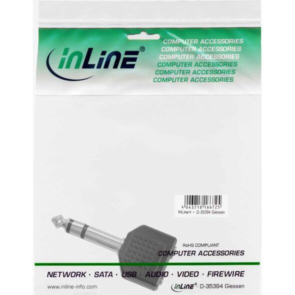 Adapter AV InLine Audio 6.3mm jack męski Stereo - 2x 3.5mm jack żeński Stereo (99304)