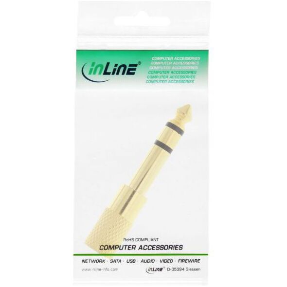 Adapter AV InLine Jack 3.5mm - Jack 6.3mm złoty (99305P)