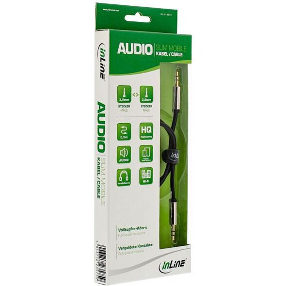 Kabel InLine Jack 3.5mm - Jack 3.5mm 0.5m srebrny (99214)