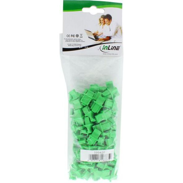 InLine Osłona przeciwkurzowa do gniazda RJ45 zielona 100szt. (59942F)