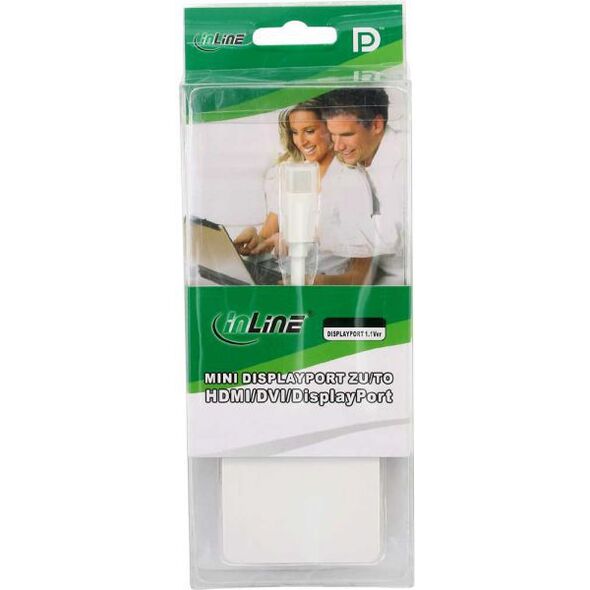 Adapter AV InLine DisplayPort Mini - DisplayPort - HDMI - DVI biały (17195I)