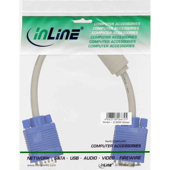 Kabel InLine D-Sub (VGA) - D-Sub (VGA) 0.3m niebieski (17803)