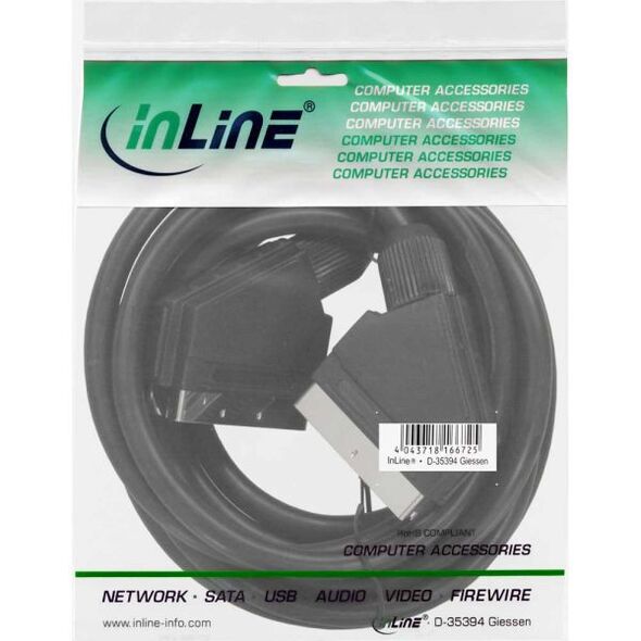 Kabel InLine Scart - Scart 5m czarny (89975)