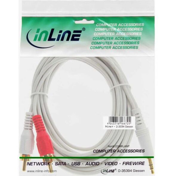 Kabel InLine Jack 3.5mm - RCA (Cinch) x2 5m biały (89930W)