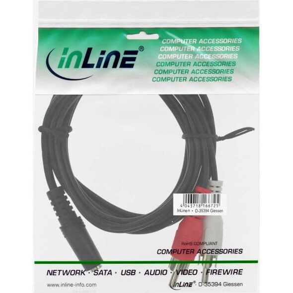 Kabel InLine Jack 3.5mm - RCA (Cinch) x2 1.5m czarny (89940)