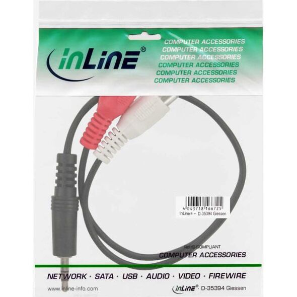 Kabel InLine Jack 3.5mm - RCA (Cinch) x2 1m czarny (89941B)
