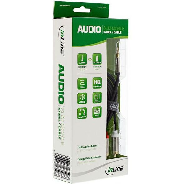 Kabel InLine Jack 3.5mm - RCA (Cinch) x2 10m srebrny (99240)