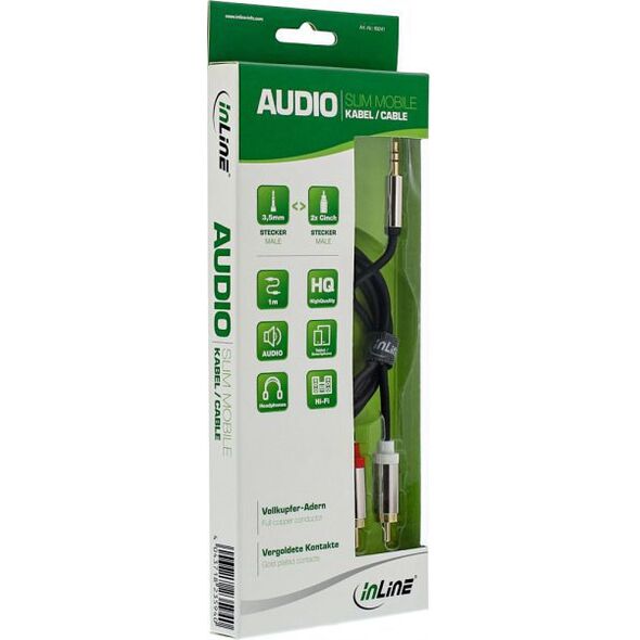 Kabel InLine Jack 3.5mm - RCA (Cinch) x2 1m srebrny (99241)