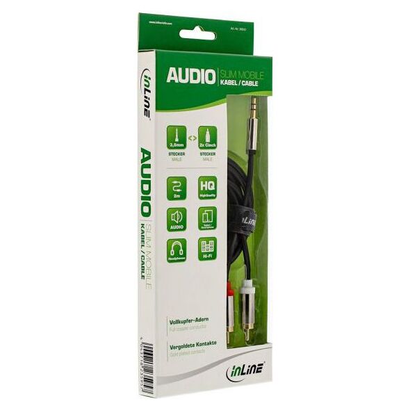 Kabel InLine Jack 3.5mm - RCA (Cinch) x2 2m srebrny (99242)