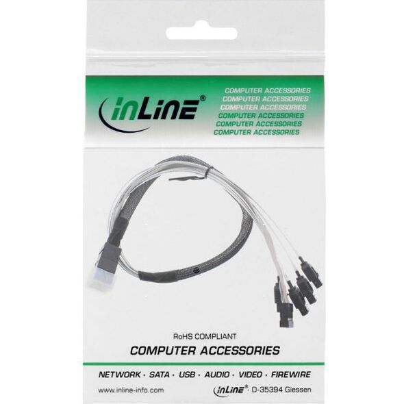 InLine SFF 8643 - SATA x4, 0.5m, Szary (27630A)