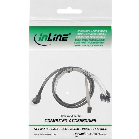 InLine SFF 8643 - SATA x4, 0.5m, Szary (27631A)