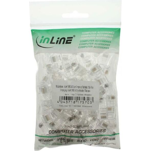 InLine Wtyk 6P6C, RJ12, dla płaskiego kabla, 100 sztuk (73096)