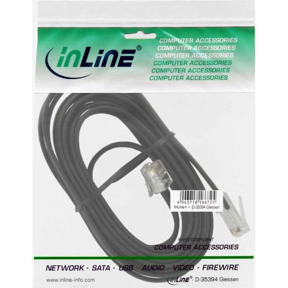 InLine Modularny kabel RJ45 8P6C do RJ12 6R6C, czarny, 6m (18645)
