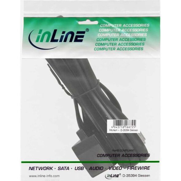 InLine Modularny kabel RJ12, 6P6C, męski-żeński, czarny, 2m (18832)