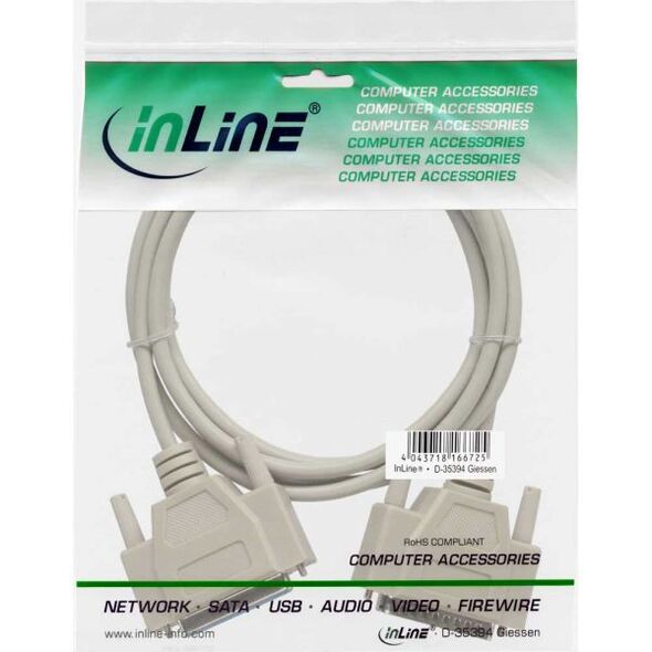 InLine DB-25 - DB-25, 1.8m, Szary (11422M)