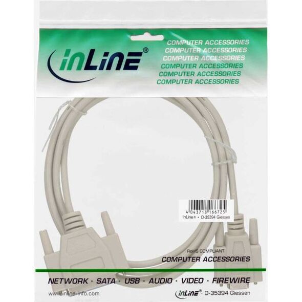 InLine DB-9 - DB-25, 2m, Szary (12122)