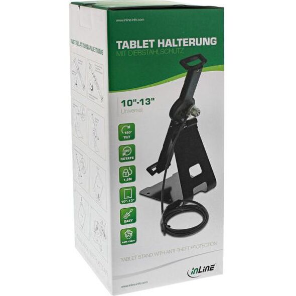 Stojak InLine Stojak na tablet z blokadą - 10-13" - czarny (55727S)