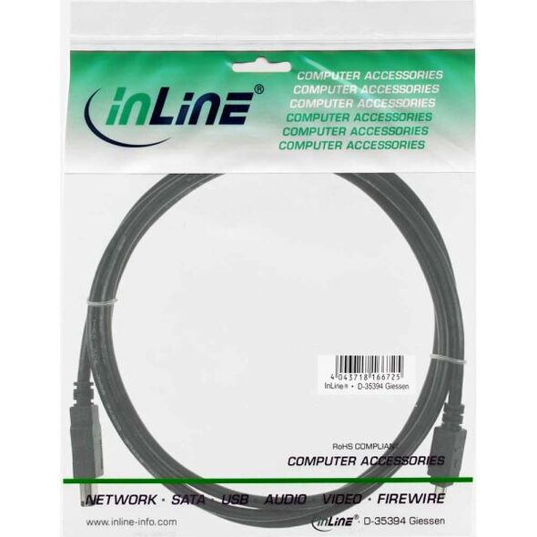 InLine Firewire 6-pin - Firewire 4-pin, 1.8m, Czarny (34642)