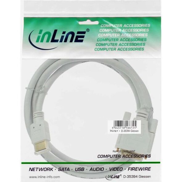 Kabel InLine HDMI - DVI-D 3m biały (17663U)