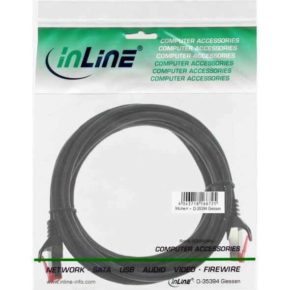 InLine Patch Kabel Sieciowy S/FTP PiMF Cat.6 PVC copper czarny 0.5m - 76450S