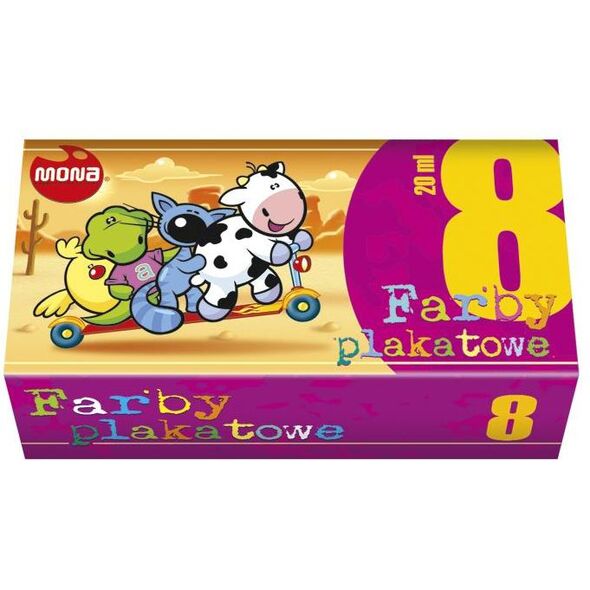 Pulio Mona Farby plakatowe 8kol 20ml EKO MONA - MONA FE8