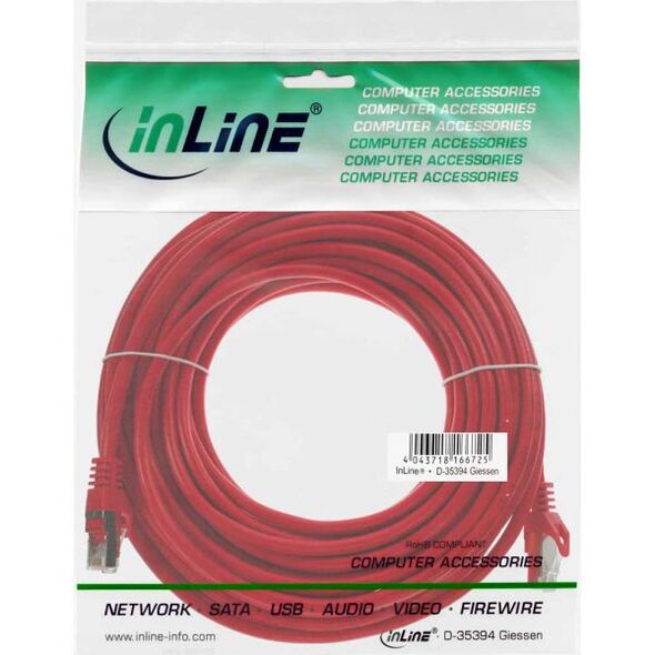 InLine Patchcord SF/UTP, Cat.5e, czerwony, 20m (72520R)