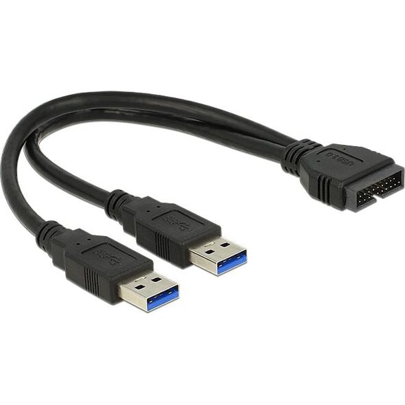 Delock USB zew. - USB wew., 0.25m, Czarny (83910)