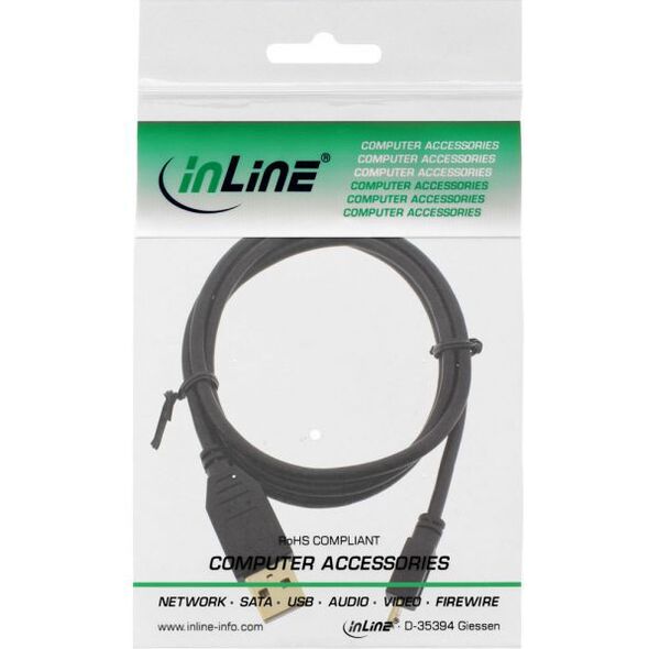 Kabel USB InLine USB-A - microUSB 1 m Czarny (31710P)