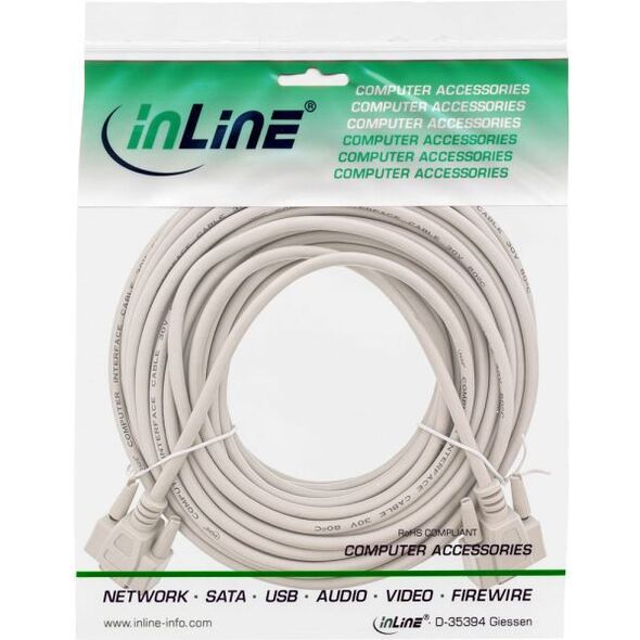 InLine DB-9 - DB-9, 20m, Szary (12214)