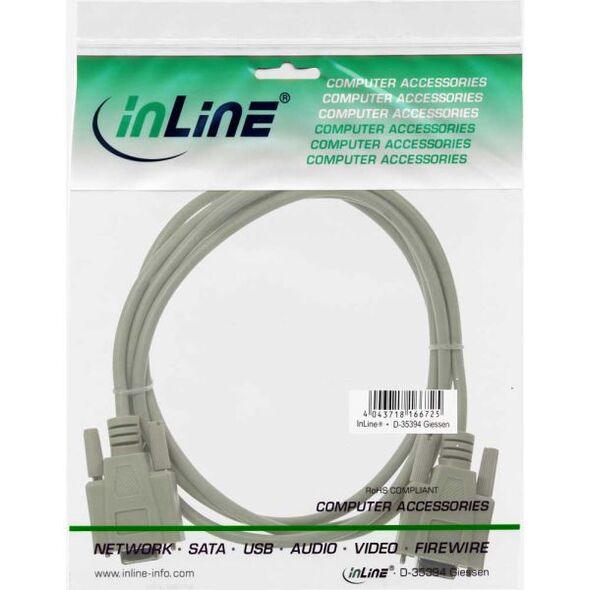 InLine DB-9 - DB-9, 2m, Szary (12222)