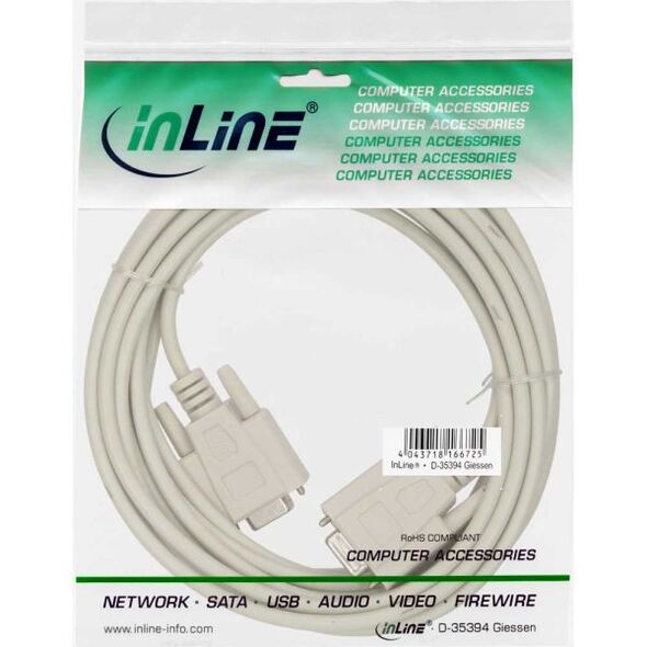 InLine DB-9 - DB-9, 10m, Szary (12226)