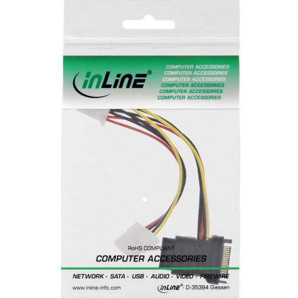 InLine SATA 15-pin - Molex x3, 0.15m, Wielokolorowy (29679)