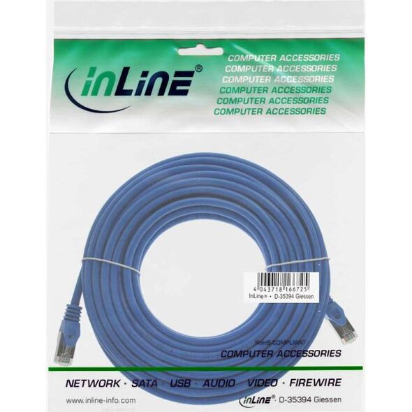 InLine Patchcord F/UTP, Cat.5e, niebieski 10m (71500B)