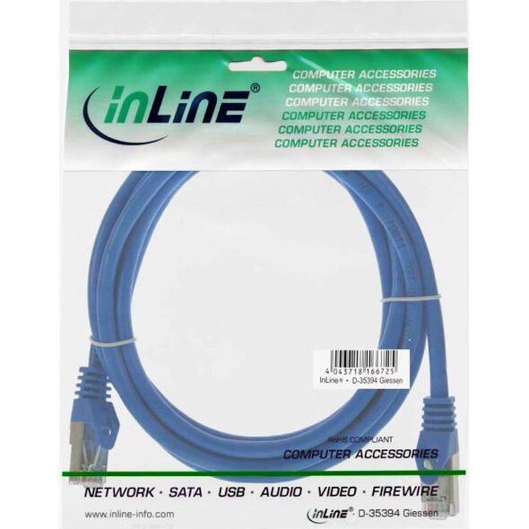 InLine Patchcord F/UTP, Cat.5e, niebieski 1m (71501B)
