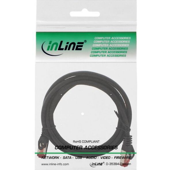 InLine Patchcord S/FTP, PiMF, Cat.6, 250MHz, Halogen free, czarny, 2m (76902S)