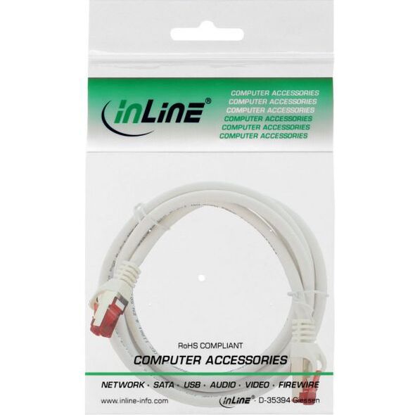 InLine Patchcord S/FTP, PiMF, Cat.6, 250MHz, Halogen free, biały 2m (76902W)