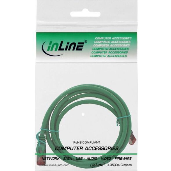 InLine Patchcord S/FTP, PiMF, Cat.6, 250MHz, Halogen free, zielony, 1m (76911G)