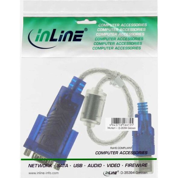 Adapter USB InLine USB - RS-232 Niebieski  (33304D)